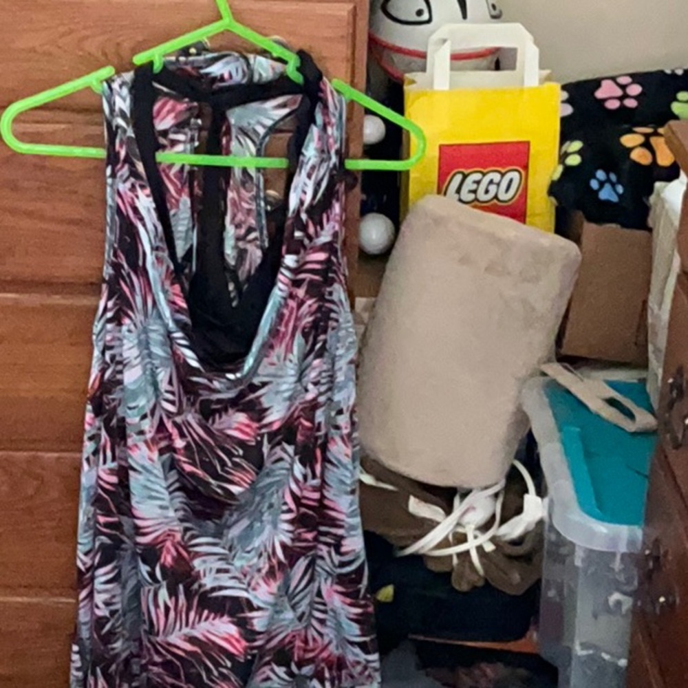 Tropical Print Sleeveless Dress